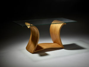 Tasmanian Oak Convex Waveform Glass-topped Coffee Table