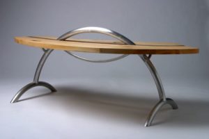Huon Pine Aluminium Corner Coffee Table