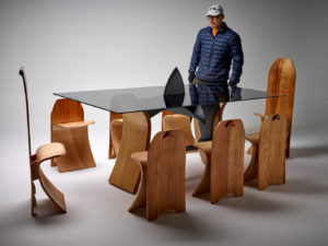 The Waveform 8-seater Shark Table with Lip Service Dining Chairs with designer!