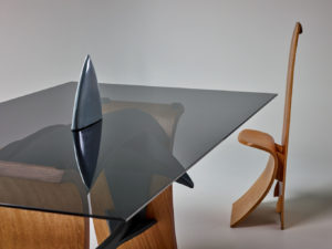 The Waveform 8-seater Shark Table - SHARK! Detail with Head-piece Lip Service Dining Chair