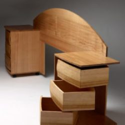 Tasmanian Oak Mantis Bed-head Dresser: Tasmanian Oak; Drawers opened