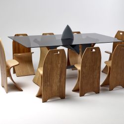 8-seater Waveform Shark Table with Lip Service Dining Chairs Dining Setting