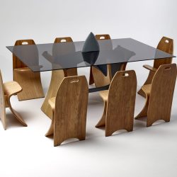 8-seater Waveform Shark Table with Lip Service Dining Chairs Dining Setting