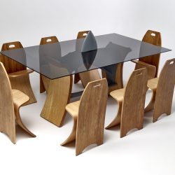 8-seater Waveform Shark Table with Lip Service Dining Chairs Dining Setting